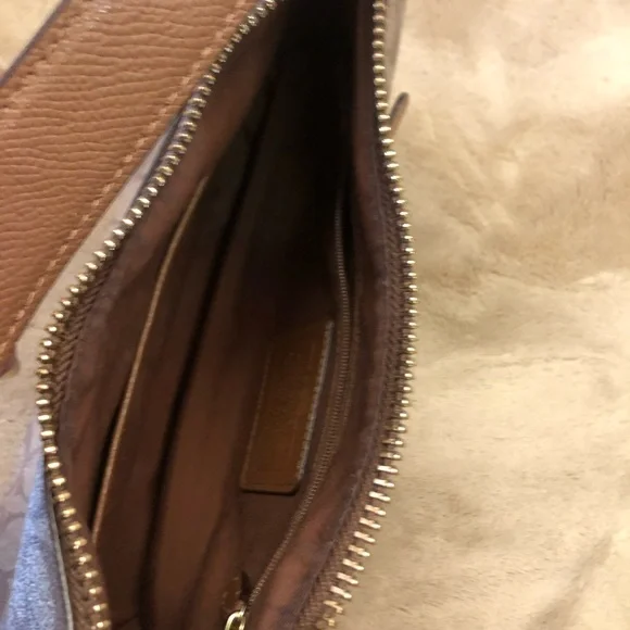 Coach Hobo Bag Coated Canvas Signature C Leather Tan Brown - Picture 7 of 10